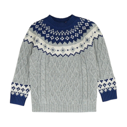 Gray Abstract Pullover Sweater