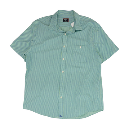 Green Striped Short Sleeve Button Down