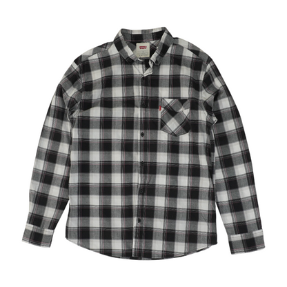 Gray Plaid Long Sleeve Button Down