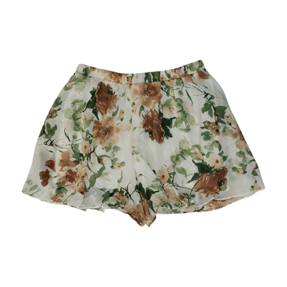 White Floral Knit Shorts