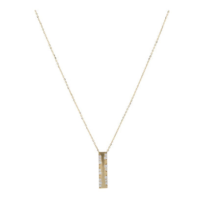 14K Gold Diamond Accented Vertical Bar Pendant Necklace