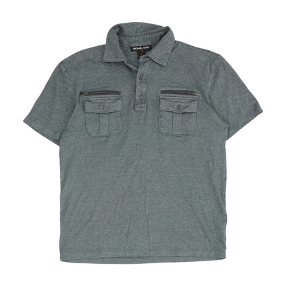 Gray Solid Short Sleeve Polo