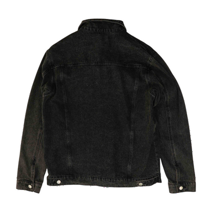 Black Solid Denim Jacket
