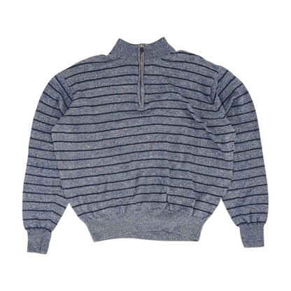 Blue Striped 1/4 Zip Sweater