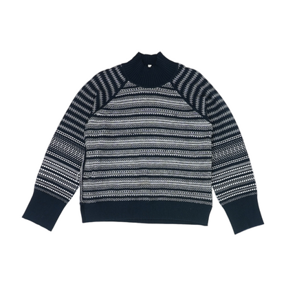 Navy Abstract Pullover Sweater