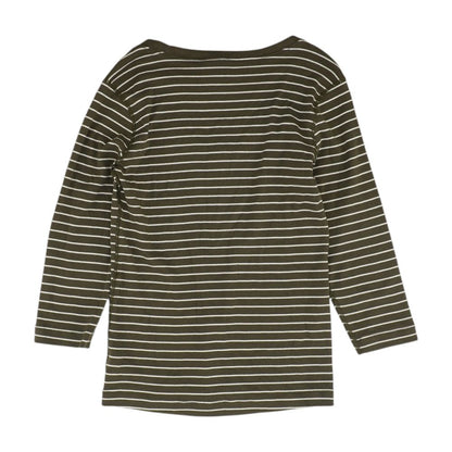 Green Striped V Neck T-Shirt