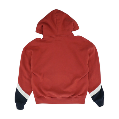 Red Color Block Hoodie Pullover
