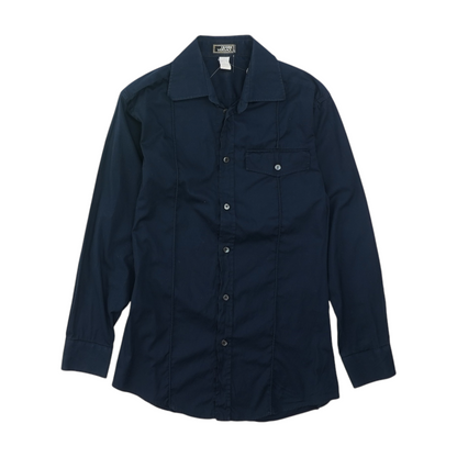 Vintage Navy Solid Long Sleeve Button Down