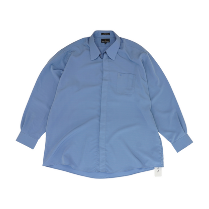 Blue Solid Long Sleeve Button Down