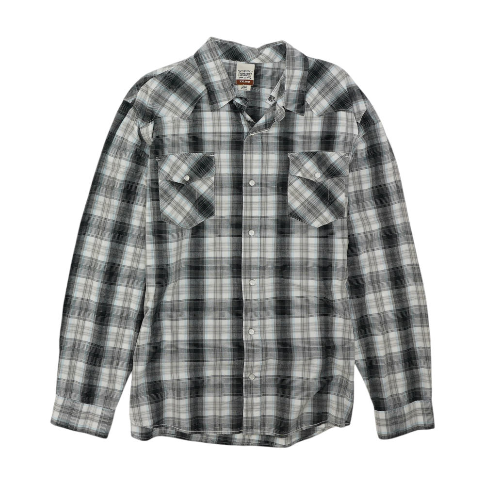 Gray Plaid Long Sleeve Button Down