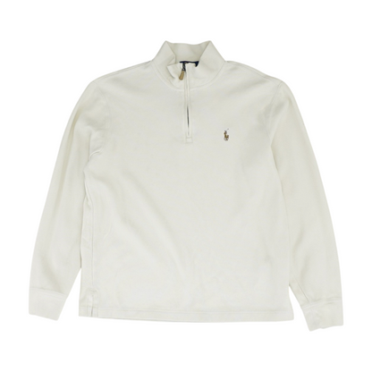Beige Solid 1/4 Zip Sweater