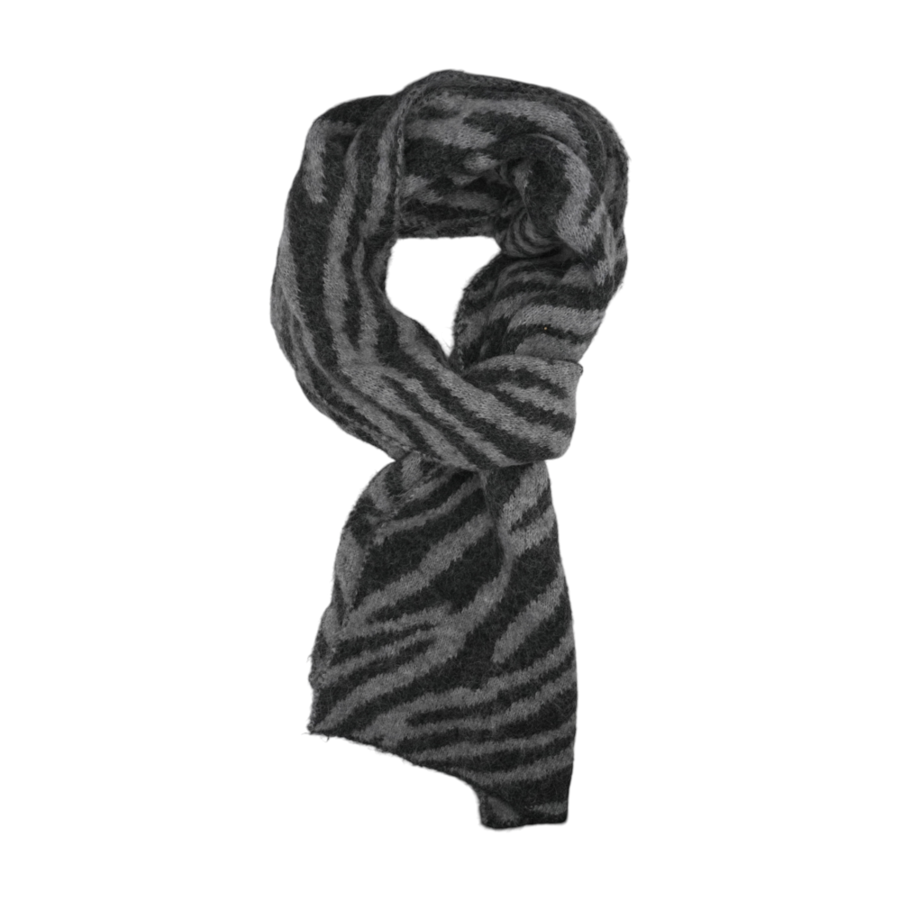Gray Animal Print Acrylic Scarf