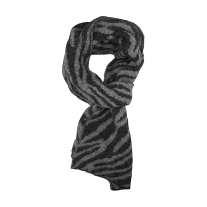 Gray Animal Print Acrylic Scarf