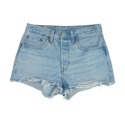 Blue Solid Denim Shorts