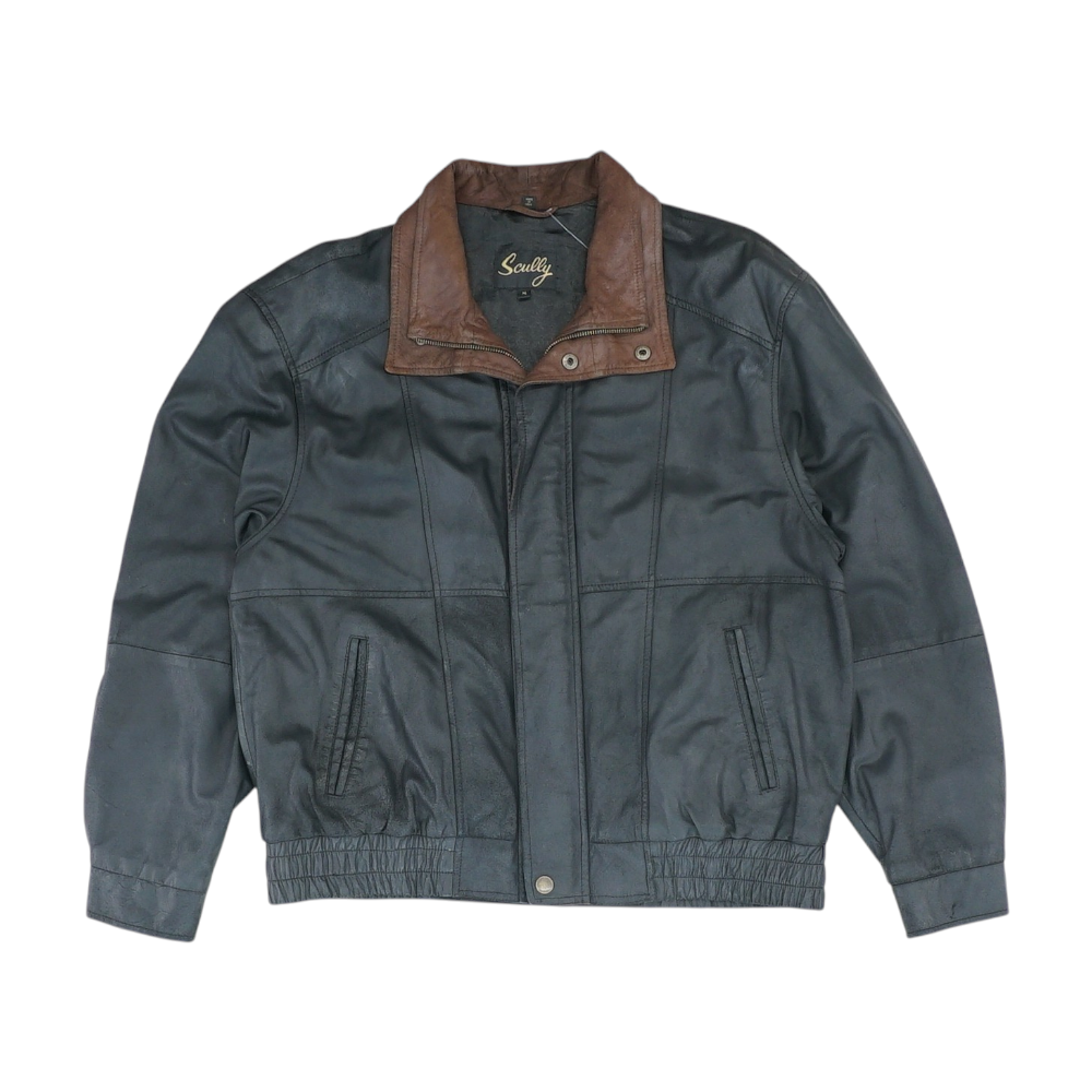 Black Color Block Leather Jacket