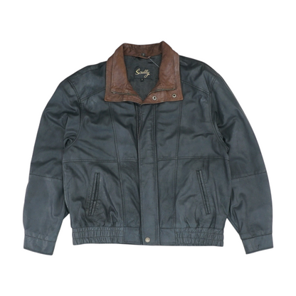 Black Color Block Leather Jacket