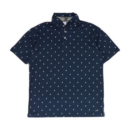 Navy Print Short Sleeve Polo