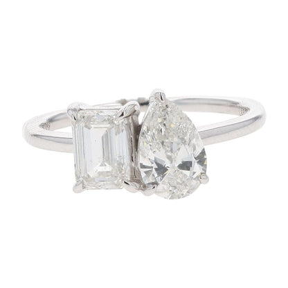 2 Ct 14K White Gold Lab Grown Diamond Toi Et Moi Engagement Ring