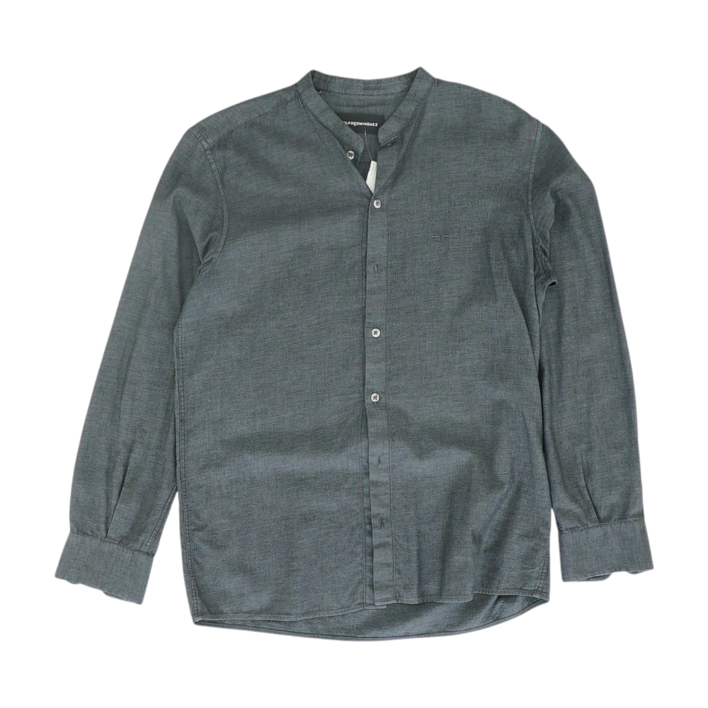 Gray Solid Long Sleeve Button Down
