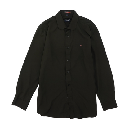 Black Solid Long Sleeve Button Down