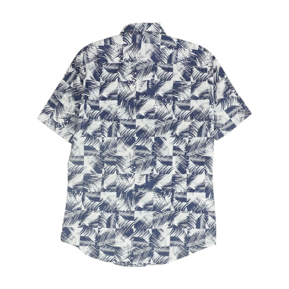 Navy Print Short Sleeve Button Down