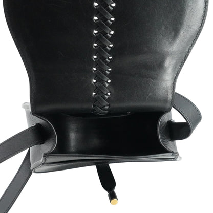 Black Small Marcie Saddle Bag in Suede & Leather