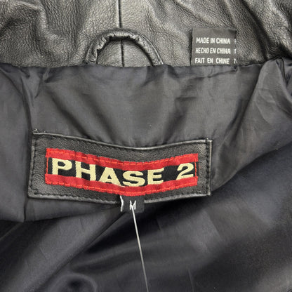 Vintage Black Solid Leather Jacket