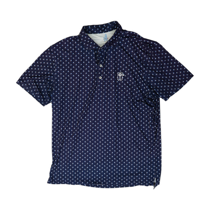 Navy Print Short Sleeve Polo