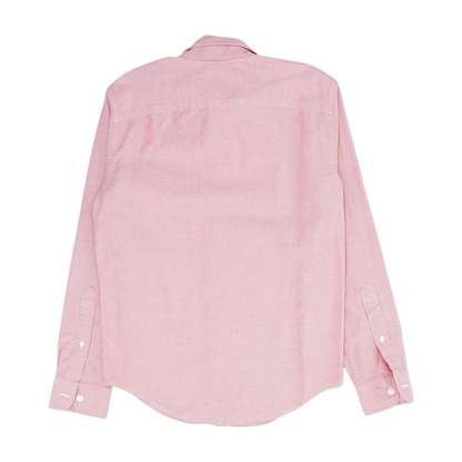 Red Solid Long Sleeve Button Down
