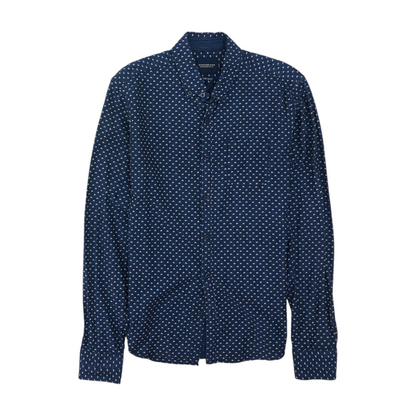 Navy Abstract Long Sleeve Button Down