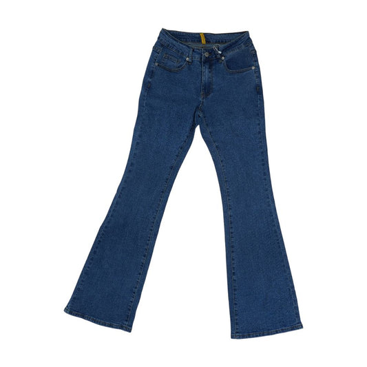 Blue Mid Rise Straight Leg Jeans