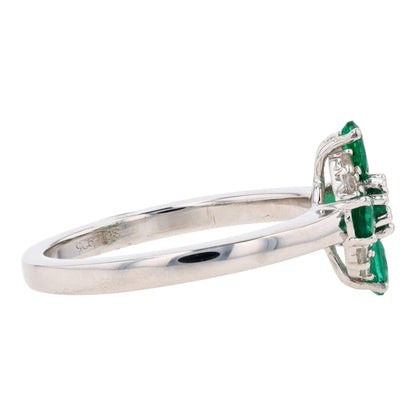 3/4 ctw Sterling Silver Emerald Fashion Ring