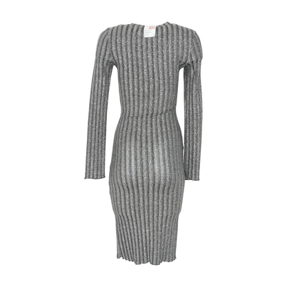 Silver Striped Midi Dress