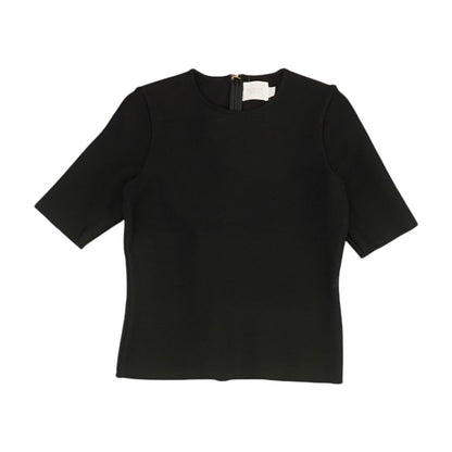 Black Solid Short Sleeve Blouse