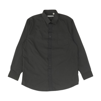 Black Solid Long Sleeve Button Down
