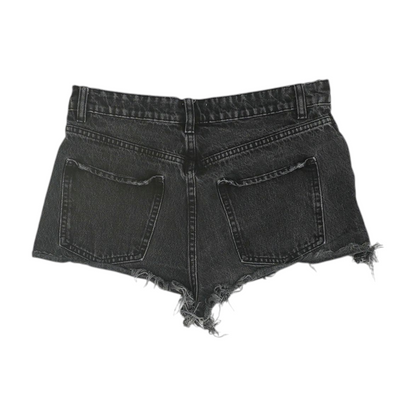 Black Solid Denim Shorts