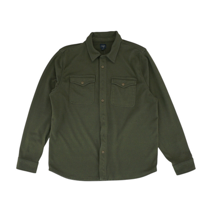 Green Solid Long Sleeve Button Down