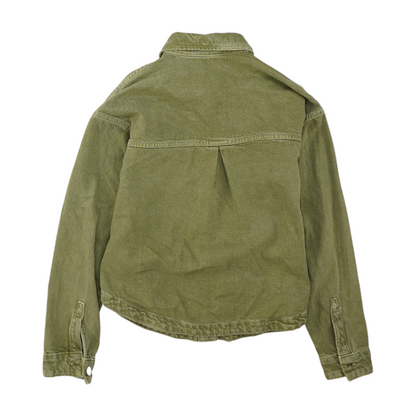 Green Solid Denim Jacket