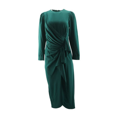 Green Solid Midi Dress