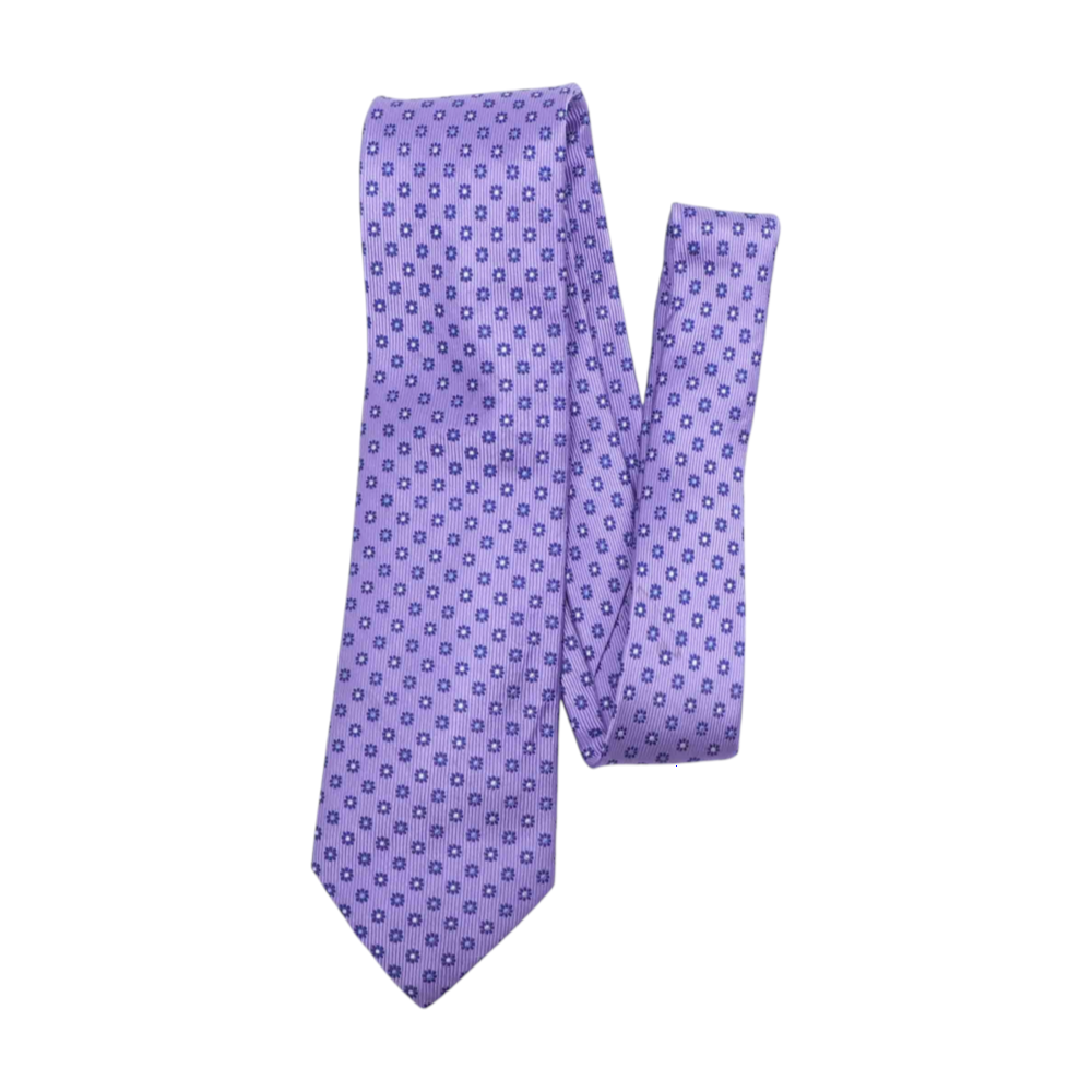 Bloomindale's: The Men's Store Purple Print Neck Tie – Image 1