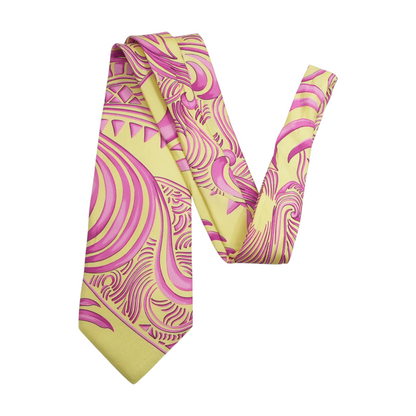 Vintage Yellow Abstract Neck Tie