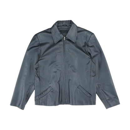 Black Solid Leather Jacket