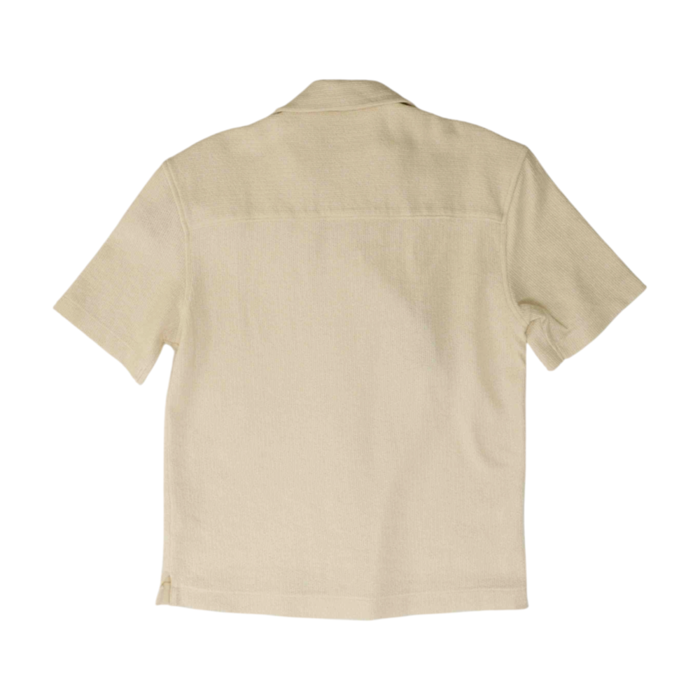 Cream Solid Short Sleeve Button Down