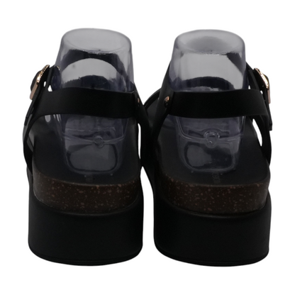 Black Wedged Sandals