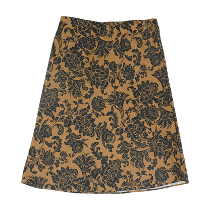 Brown Petite Floral Midi Skirt