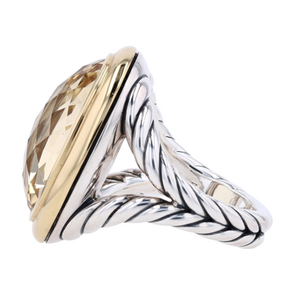 18K Sterling Silver Citrine Statement Ring