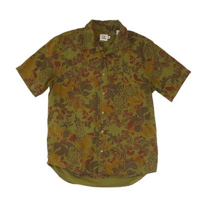 Olive Floral Short Sleeve Button Down