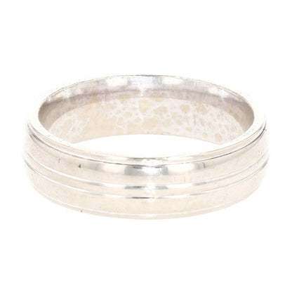 14K White Gold Grooved Plain Band