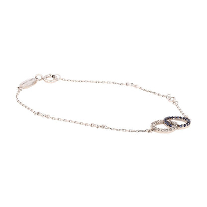 Sterling Silver Lab Grown Blue And White Sapphire With Diamonds Circles Bracelet