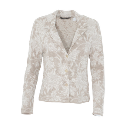 Peruvian Connection Beige Floral Cardigan Sweater – Image 1
